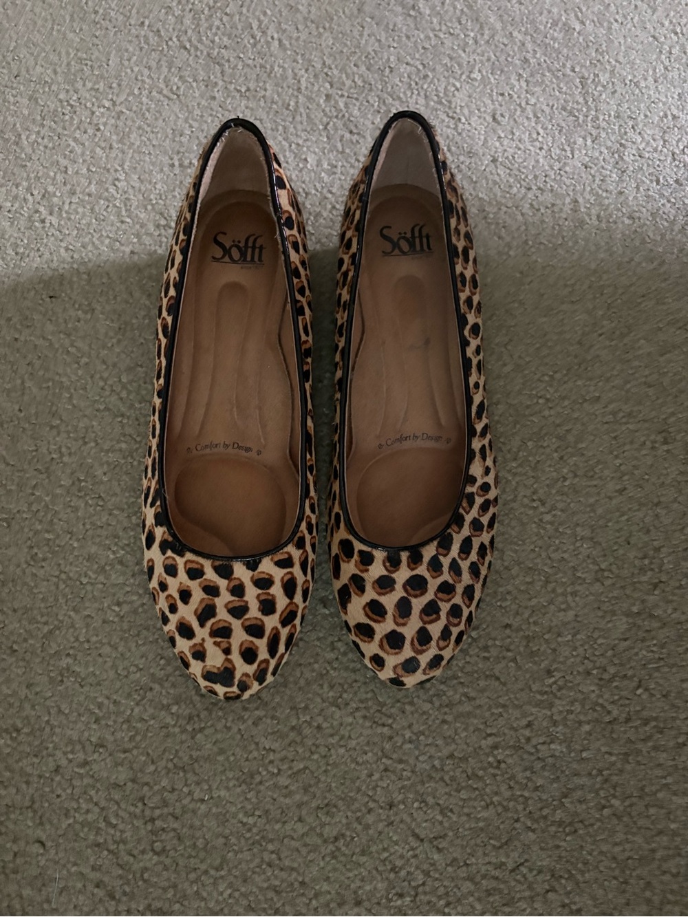 Sofft Leopard Print Pointed Toe Flats - Tan/Black